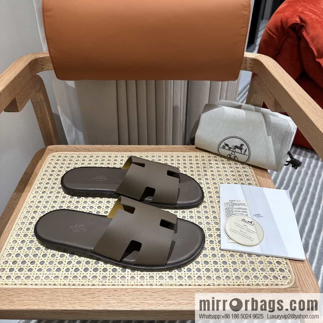 Hermes Hermès Italian imported leather classic men's slippers