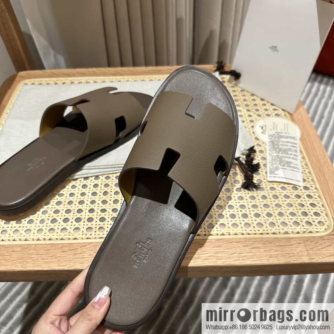Hermes Hermès Italian imported leather classic men's slippers
