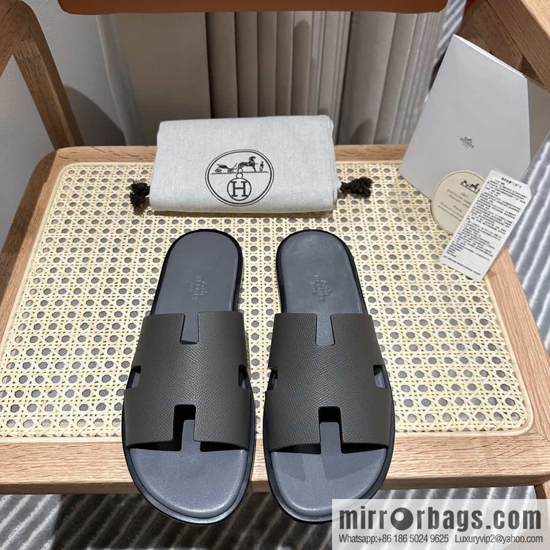 Hermes Hermès Italian imported leather classic men's slippers
