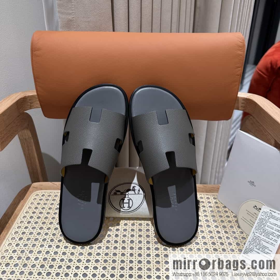 Hermes Hermès Italian imported leather classic men's slippers