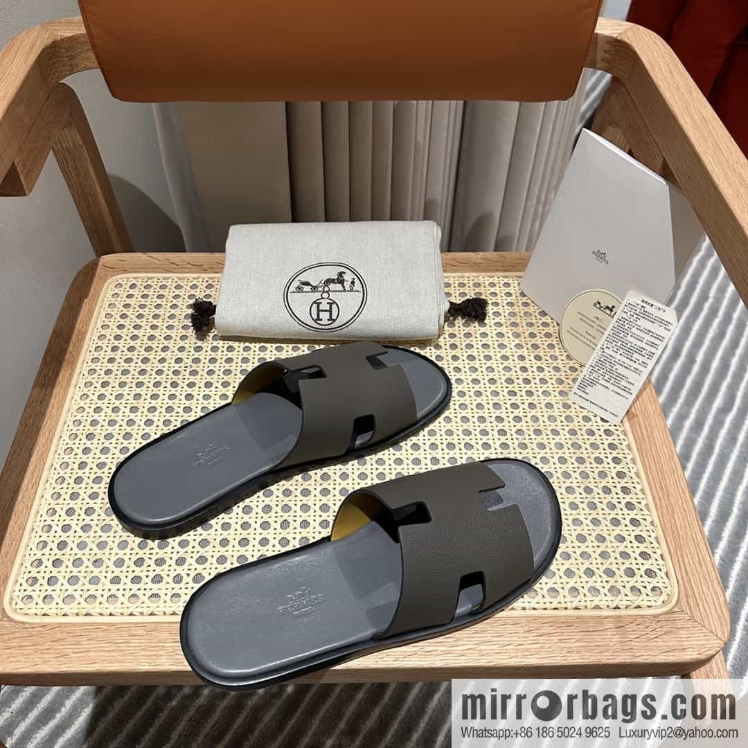 Hermes Hermès Italian imported leather classic men's slippers
