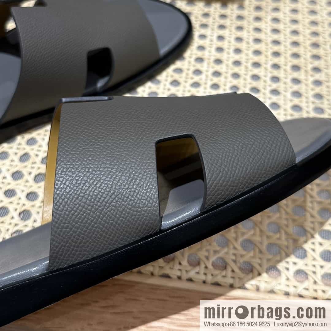 Hermes Hermès Italian imported leather classic men's slippers