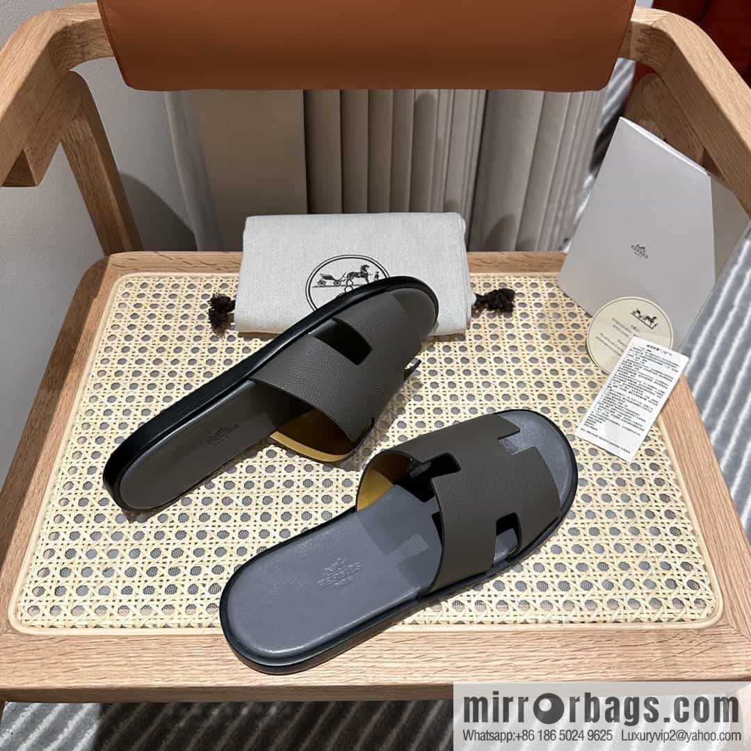 Hermes Hermès Italian imported leather classic men's slippers