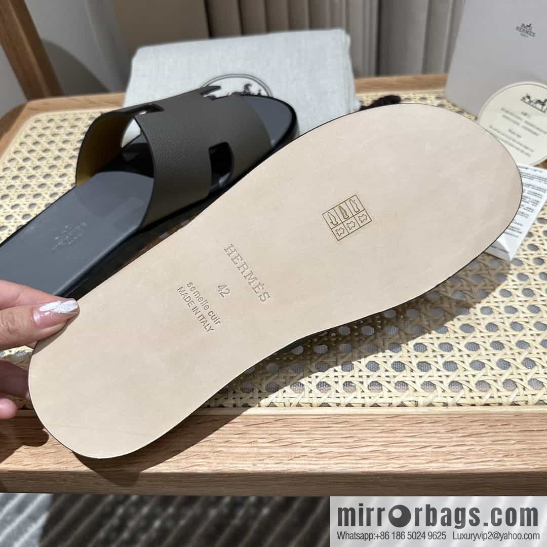 Hermes Hermès Italian imported leather classic men's slippers