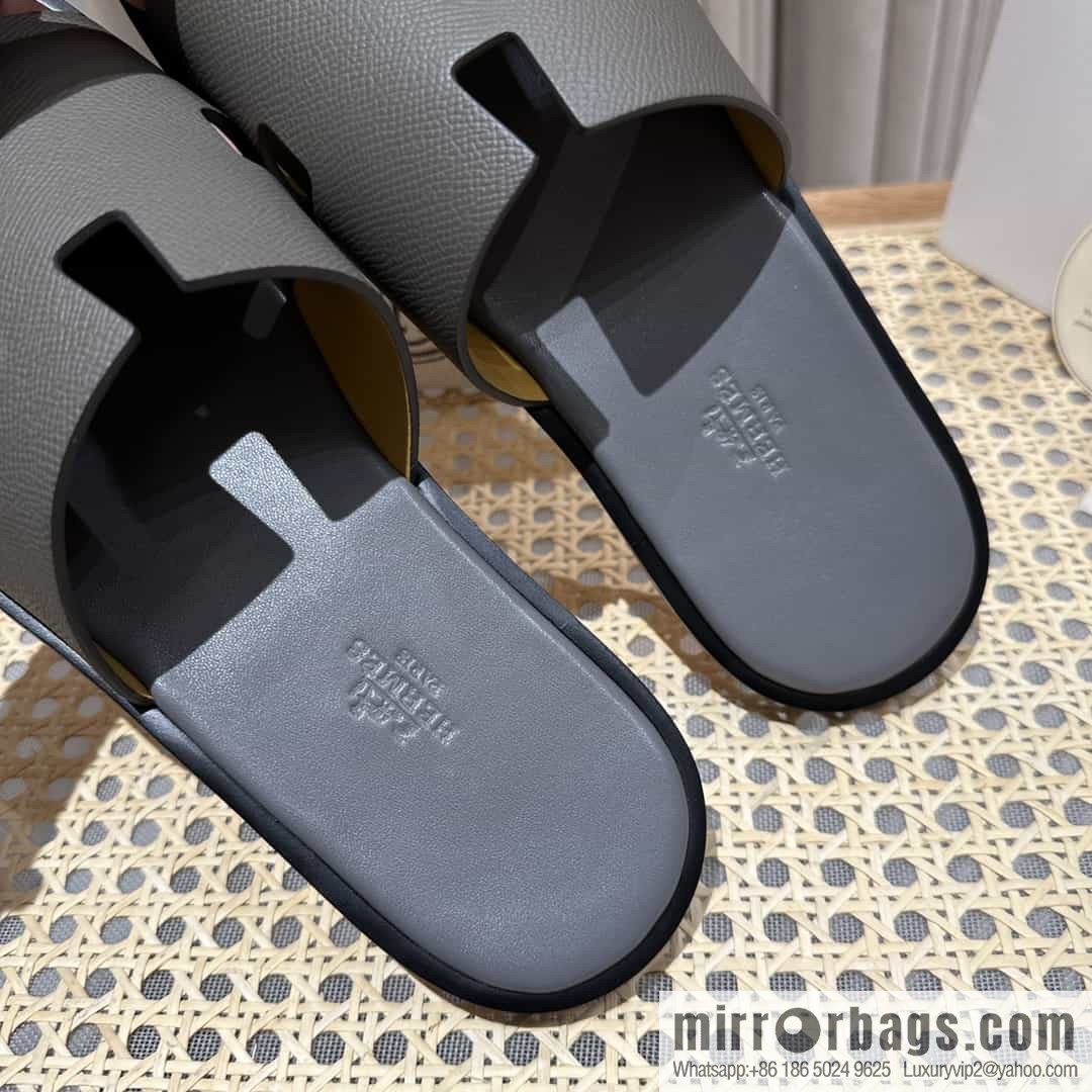 Hermes Hermès Italian imported leather classic men's slippers