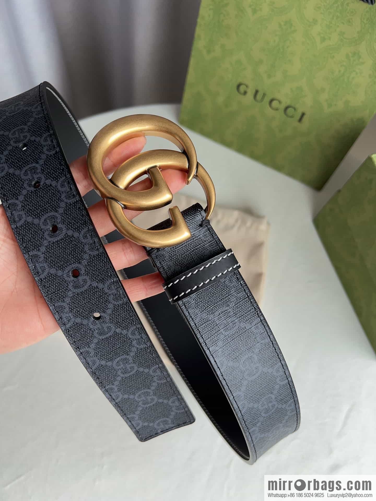 Gucci Gucci GG Supreme double G buckle waist belt