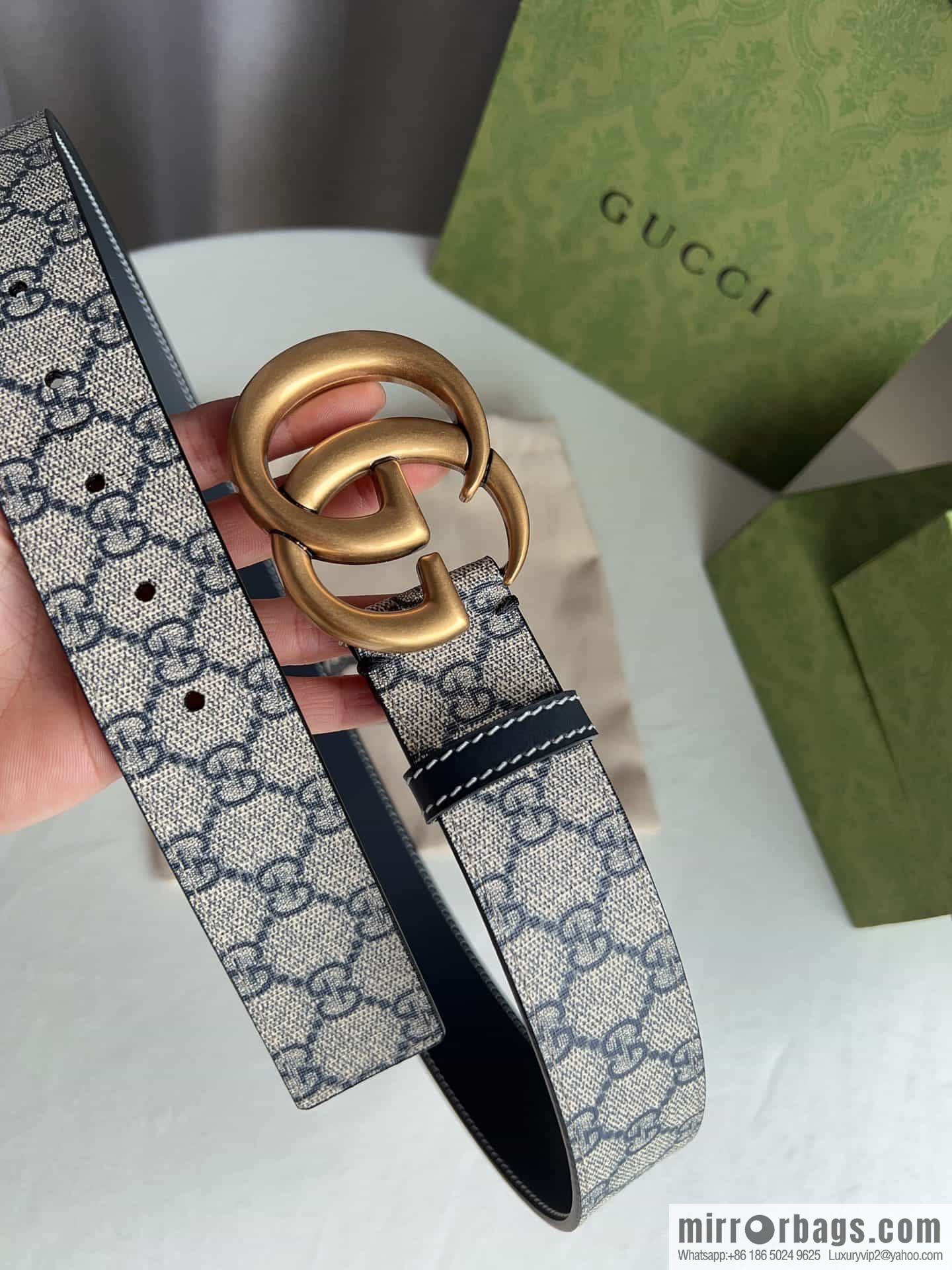 Gucci Gucci GG Supreme double G buckle waist belt