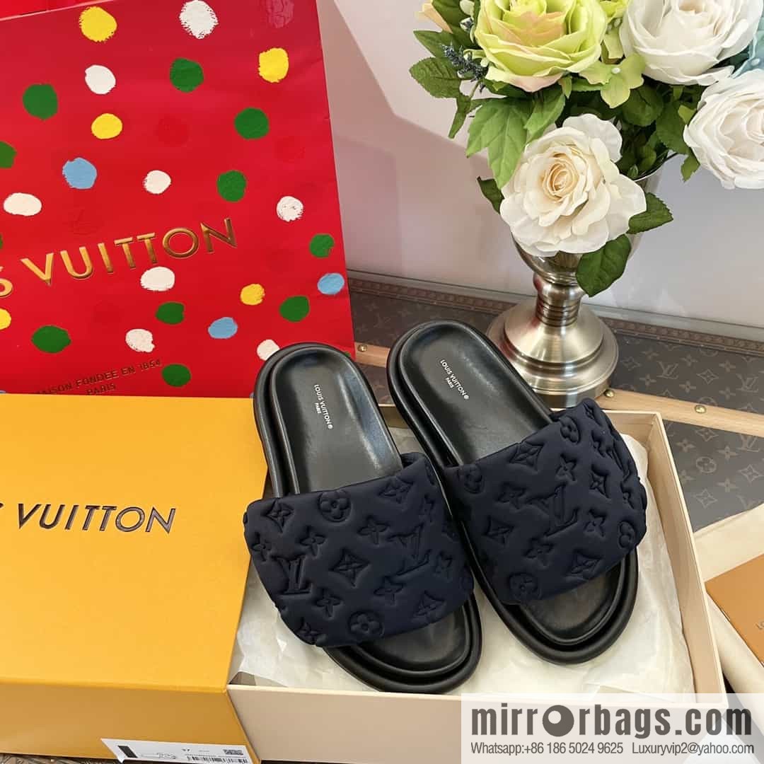 LV/Louis Vuitton 1v donkey brand | velcro platform slippers