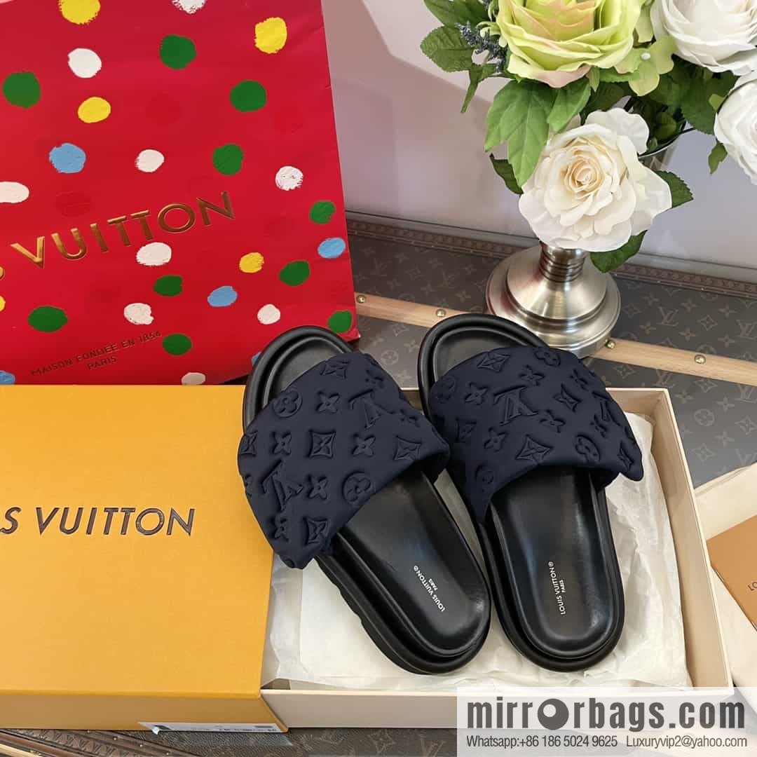 LV/Louis Vuitton 1v donkey brand | velcro platform slippers