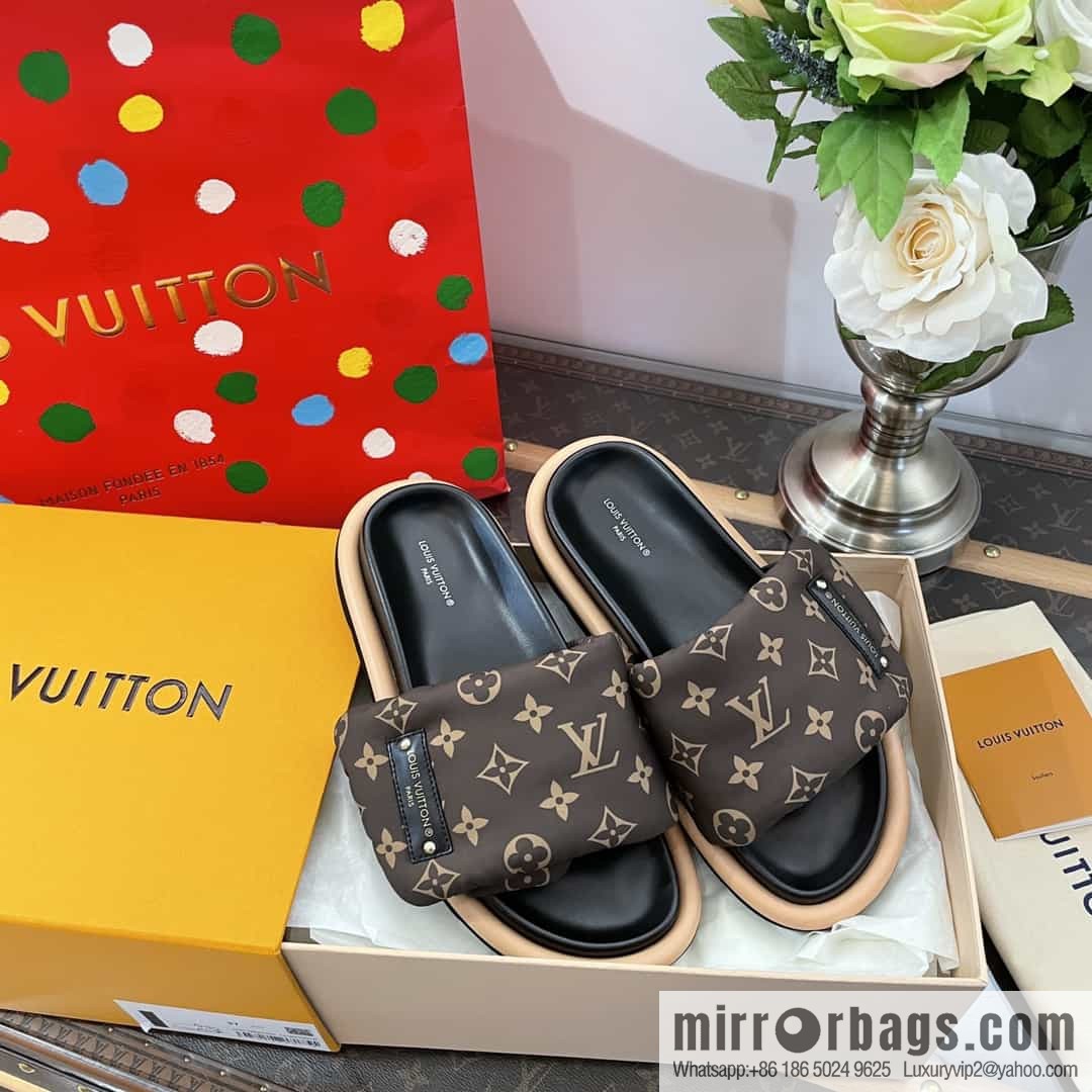 LV/Louis Vuitton 1v donkey brand | velcro platform slippers