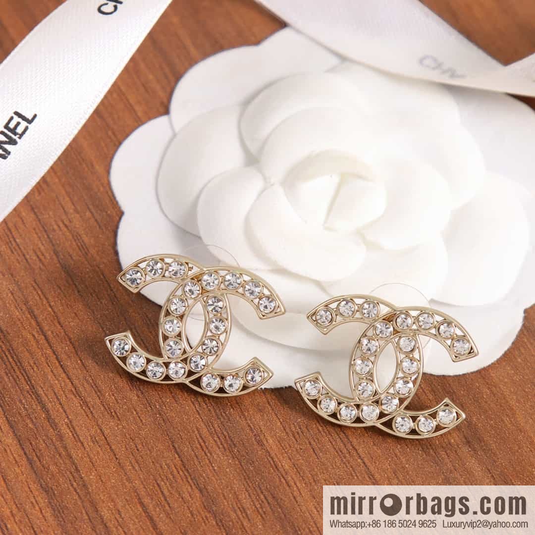 New ☑️ CHANEL CHANEL C1 double c full diamond stud earrings