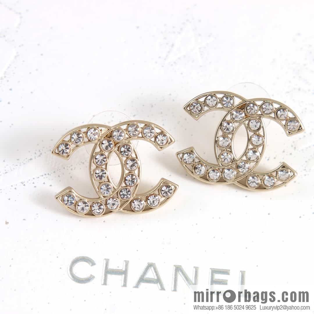 New ☑️ CHANEL CHANEL C1 double c full diamond stud earrings