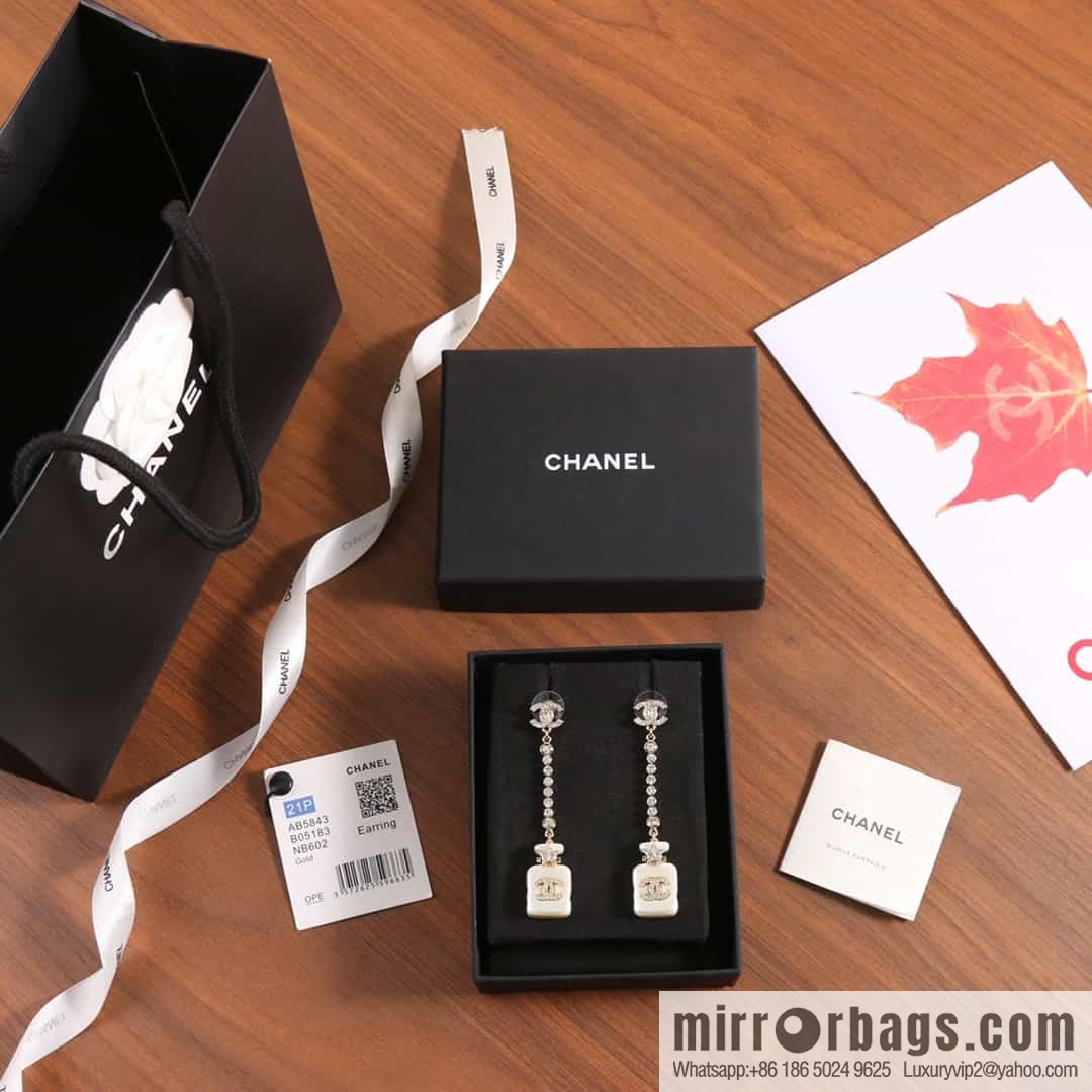 New ☑️ CHANEL CHANEL c2 double c perfume bottle stud earrings