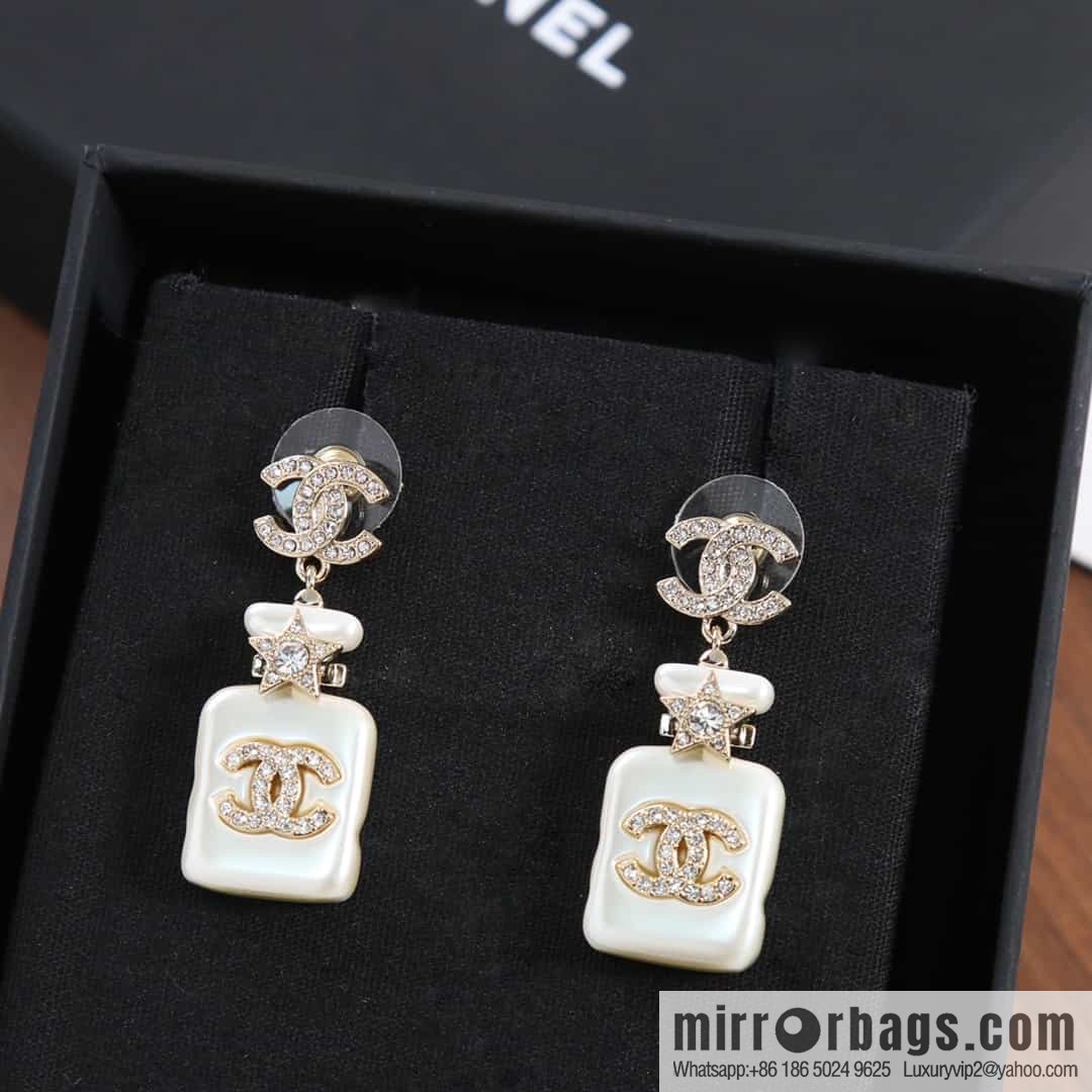 New ☑️ CHANEL CHANEL c2 double c perfume bottle stud earrings