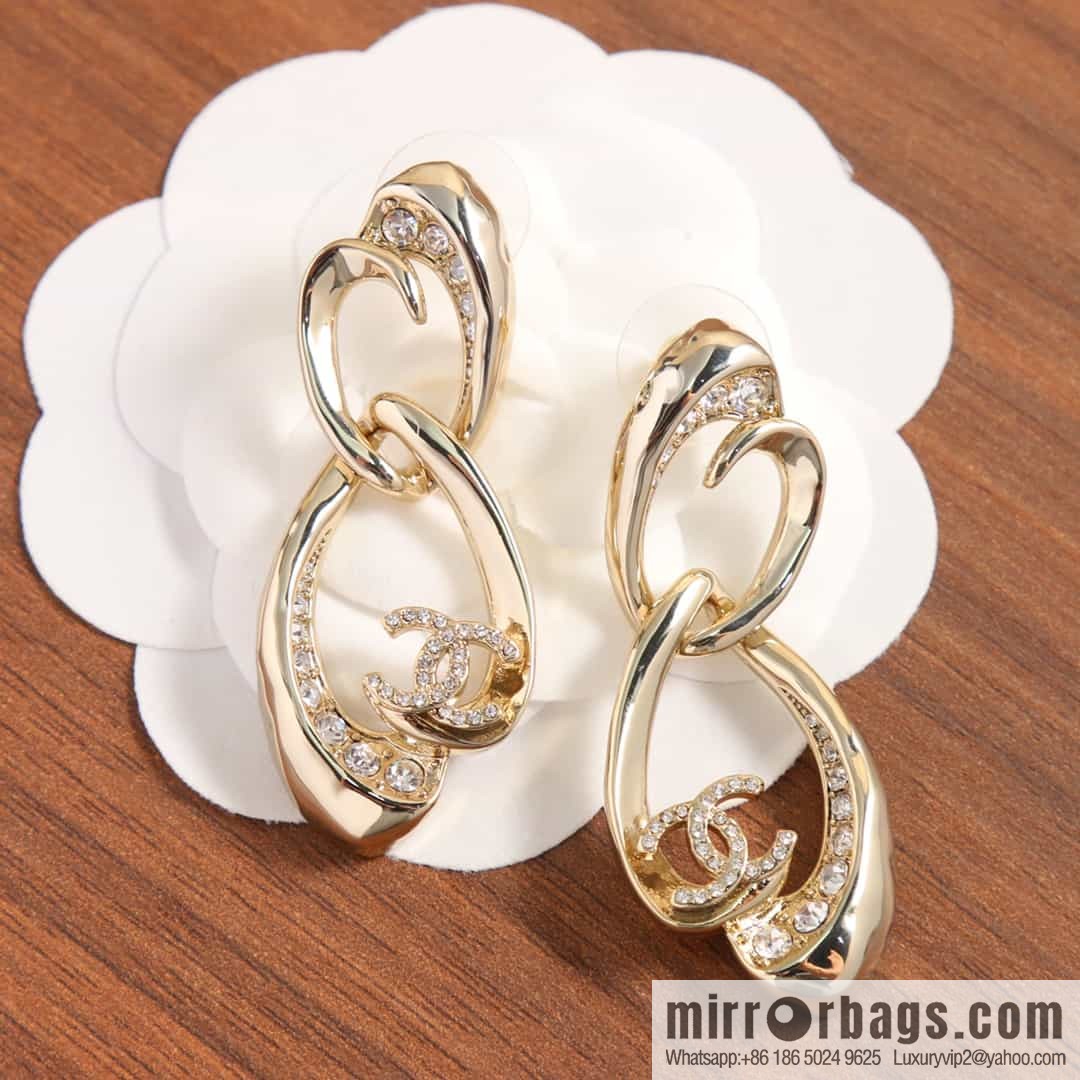 New ☑️ chanel c2 double c oval hollow stud earrings