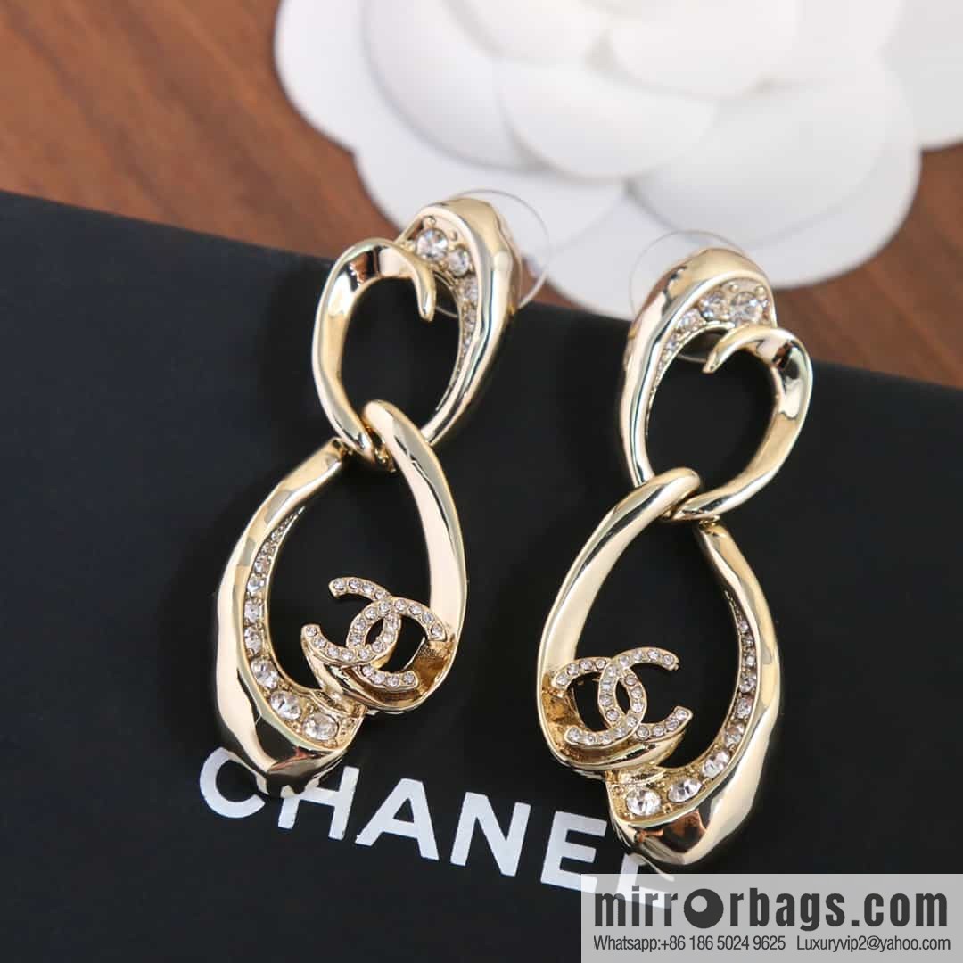 New ☑️ chanel c2 double c oval hollow stud earrings