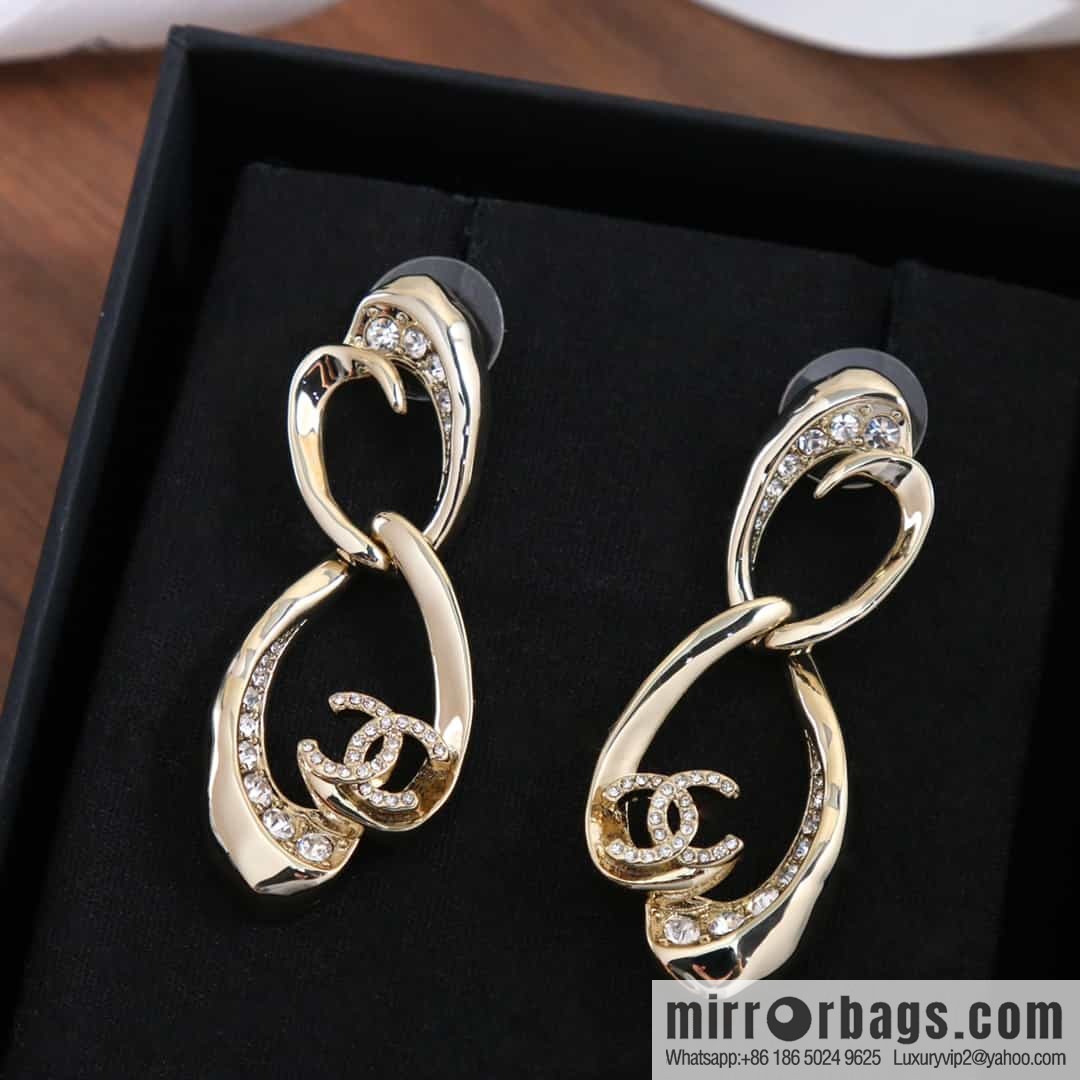 New ☑️ chanel c2 double c oval hollow stud earrings
