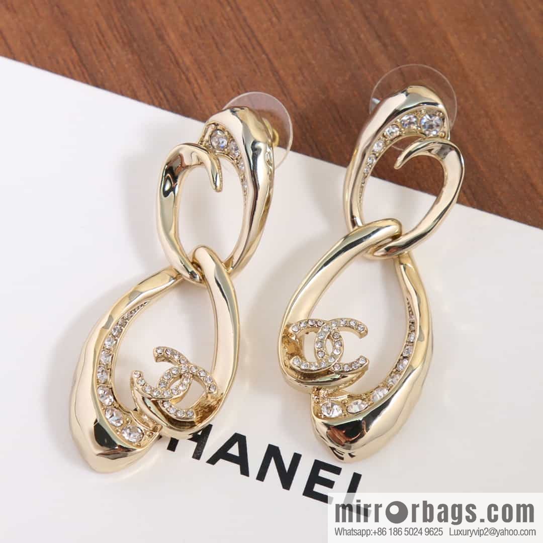 New ☑️ chanel c2 double c oval hollow stud earrings