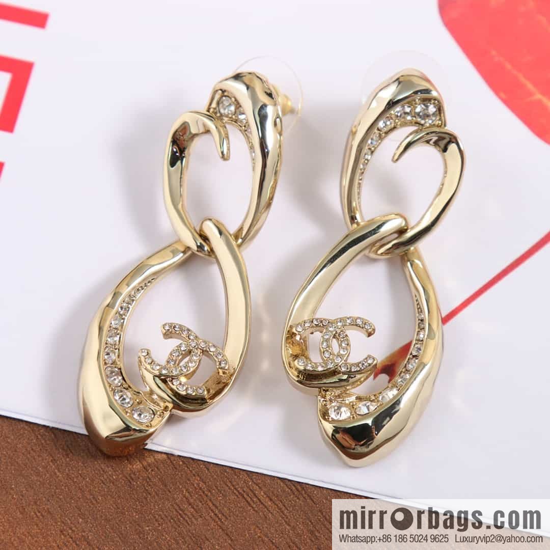 New ☑️ chanel c2 double c oval hollow stud earrings