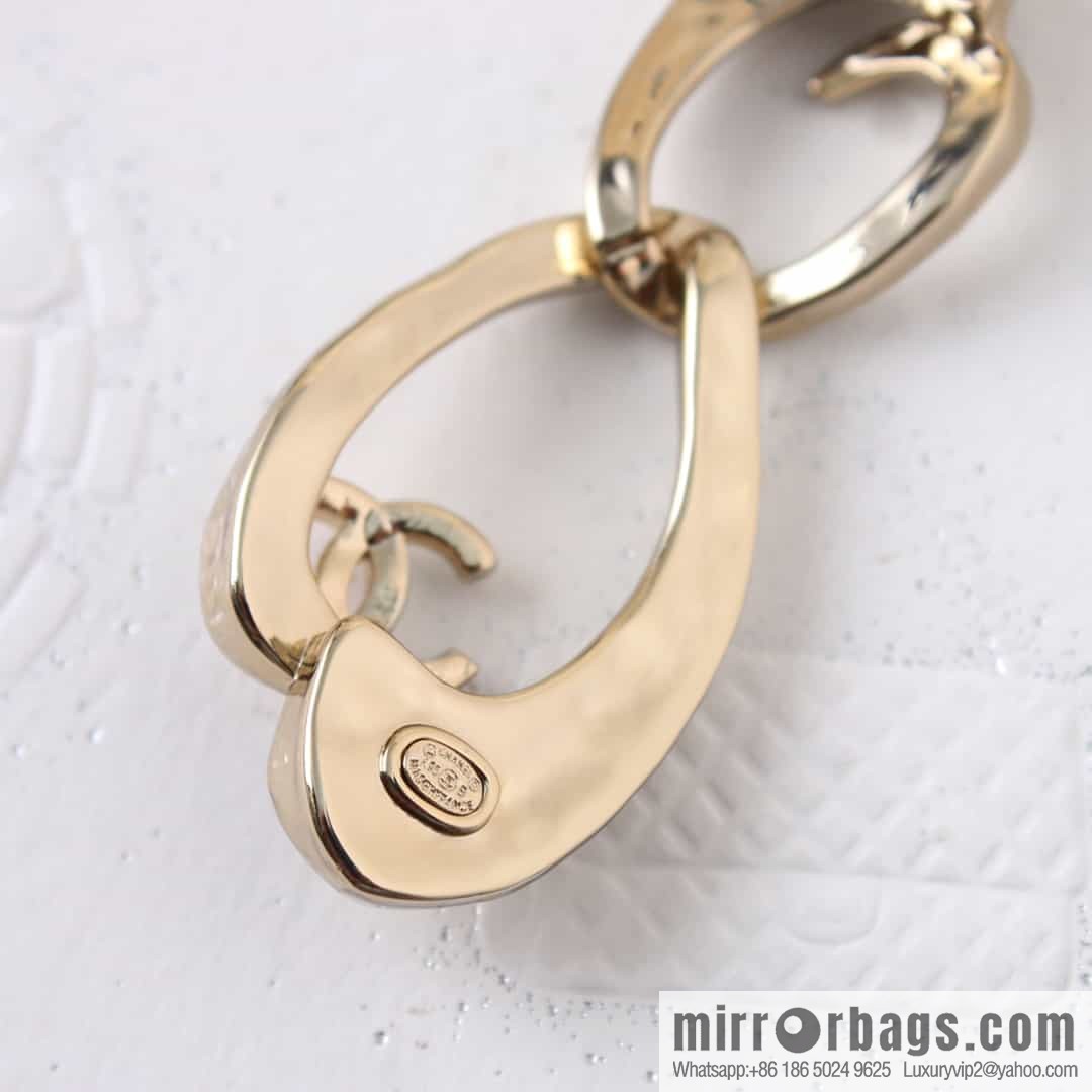 New ☑️ chanel c2 double c oval hollow stud earrings