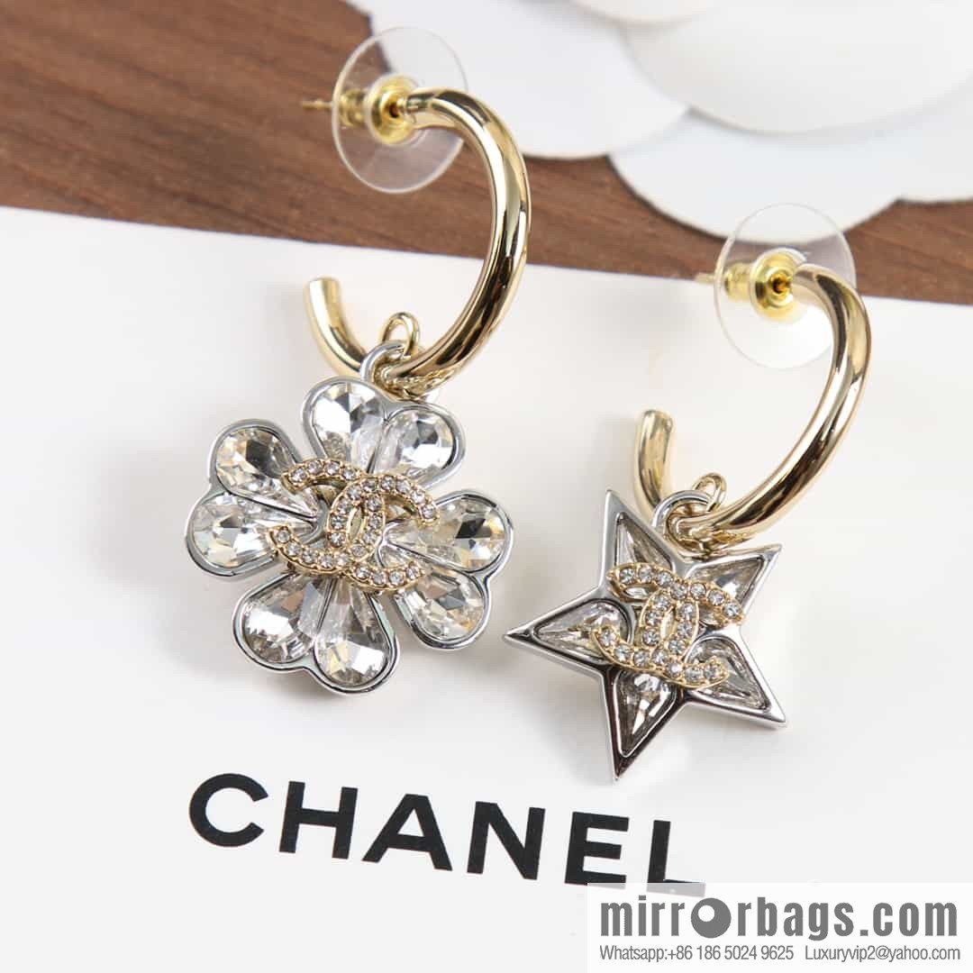 New ☑️ chanel c2 double c flower pentagram ⭐ star stud earrings