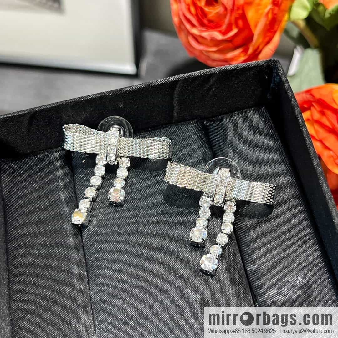 MIU MIU Miu Miu bow fringed stud earrings