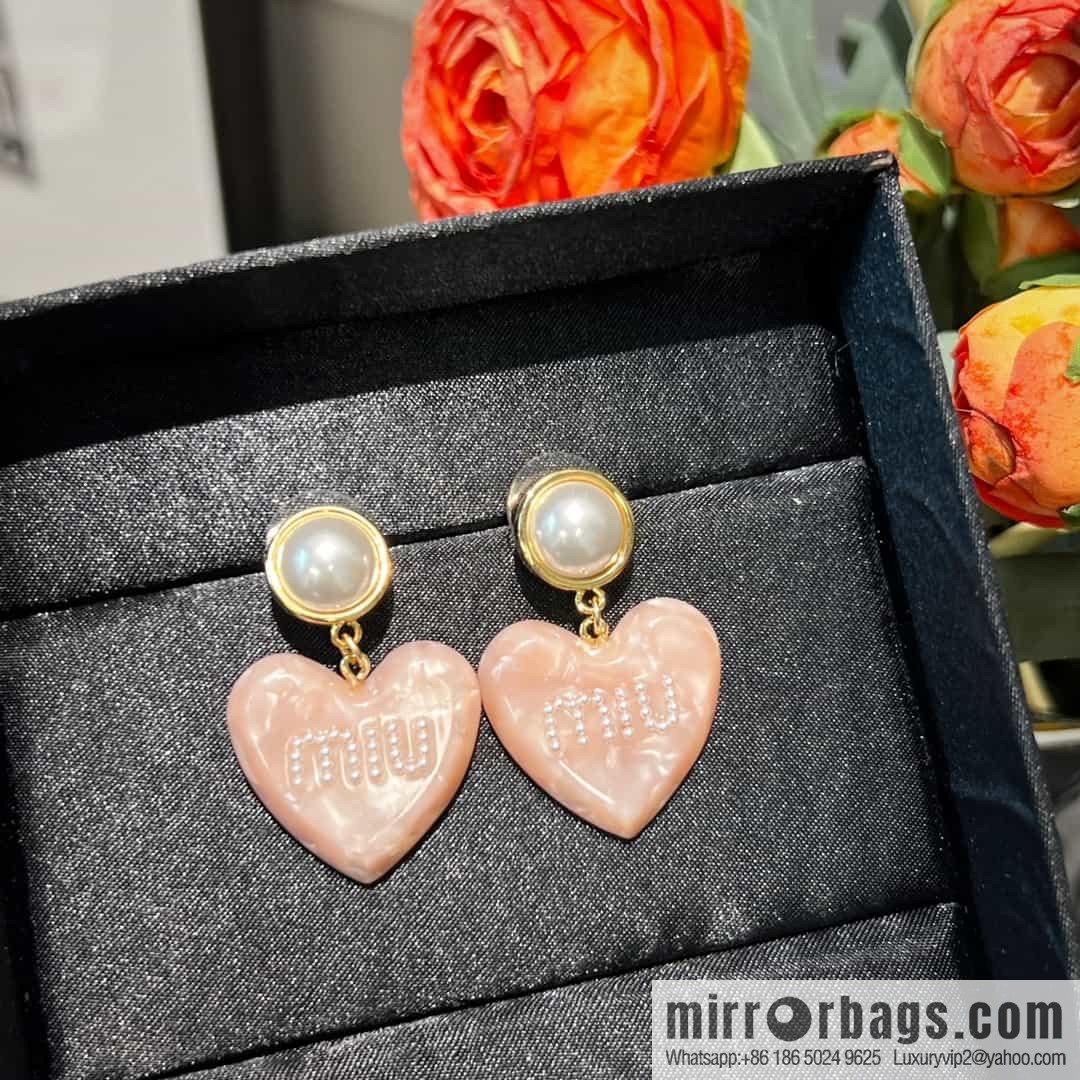 MIU MIU love peach heart ❤ stud earrings