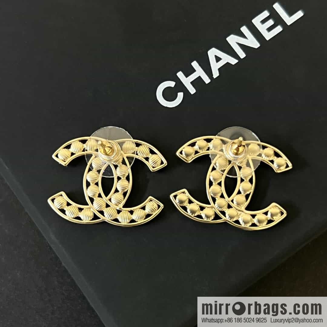 New ☑️ chanel c1 double c black diamond earrings stud earrings