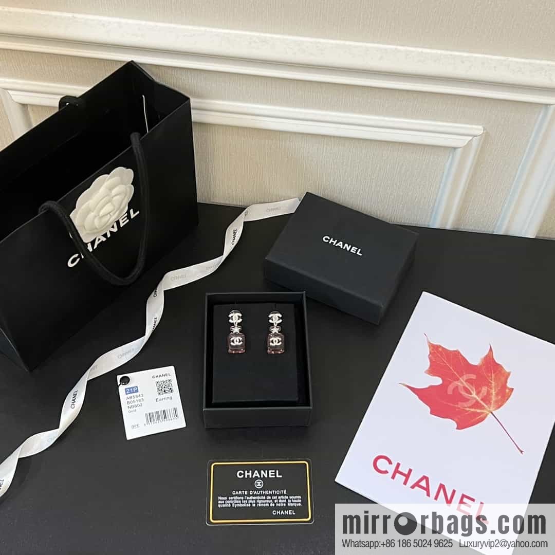 New ☑️ chanel c2 double c pink perfume bottle earrings