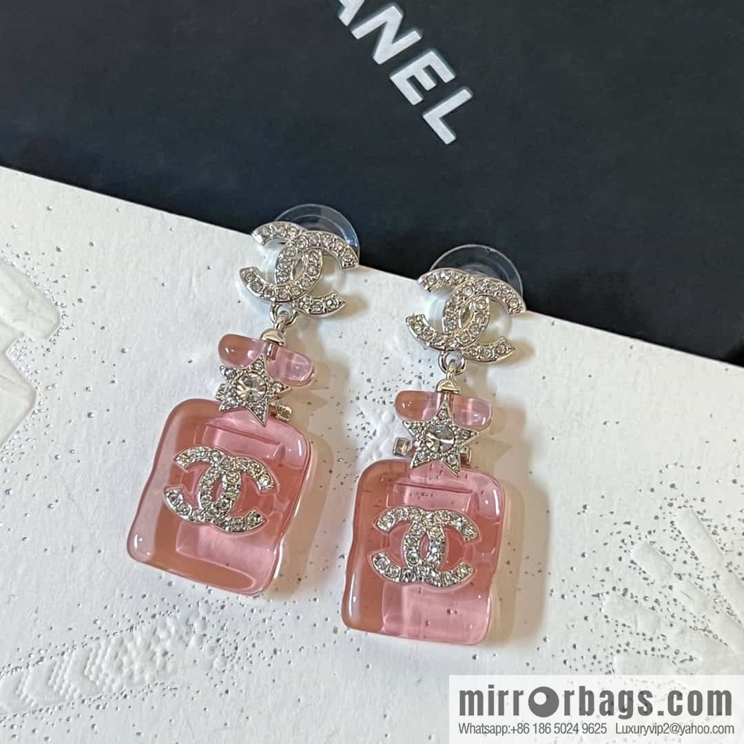 New ☑️ chanel c2 double c pink perfume bottle earrings