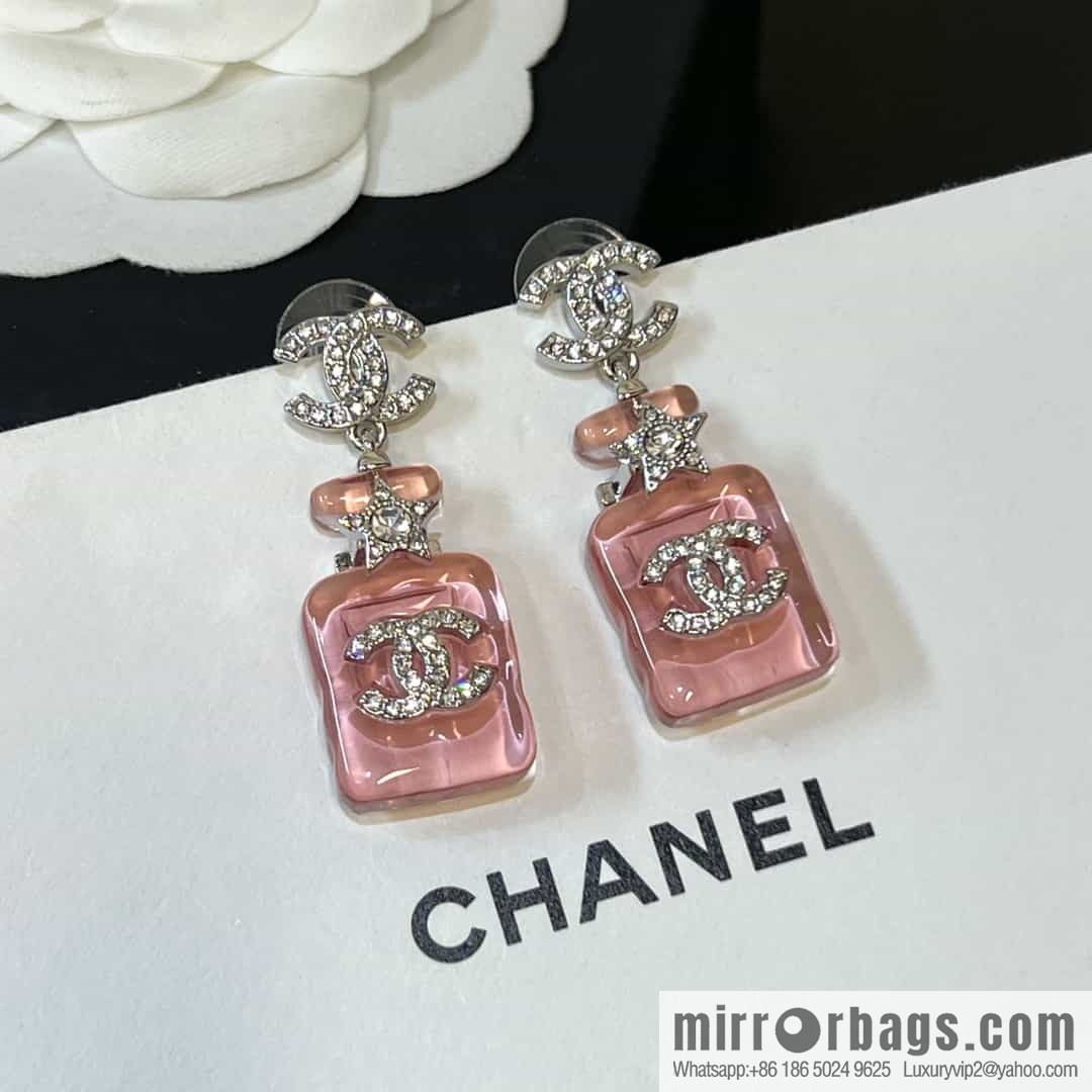 New ☑️ chanel c2 double c pink perfume bottle earrings