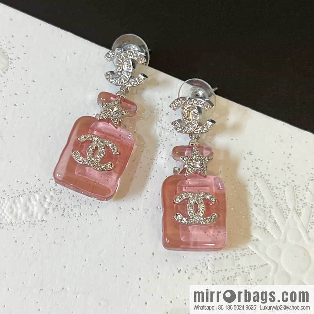 New ☑️ chanel c2 double c pink perfume bottle earrings