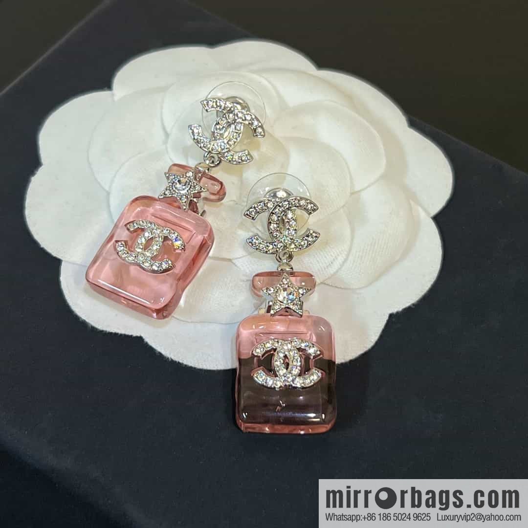 New ☑️ chanel c2 double c pink perfume bottle earrings