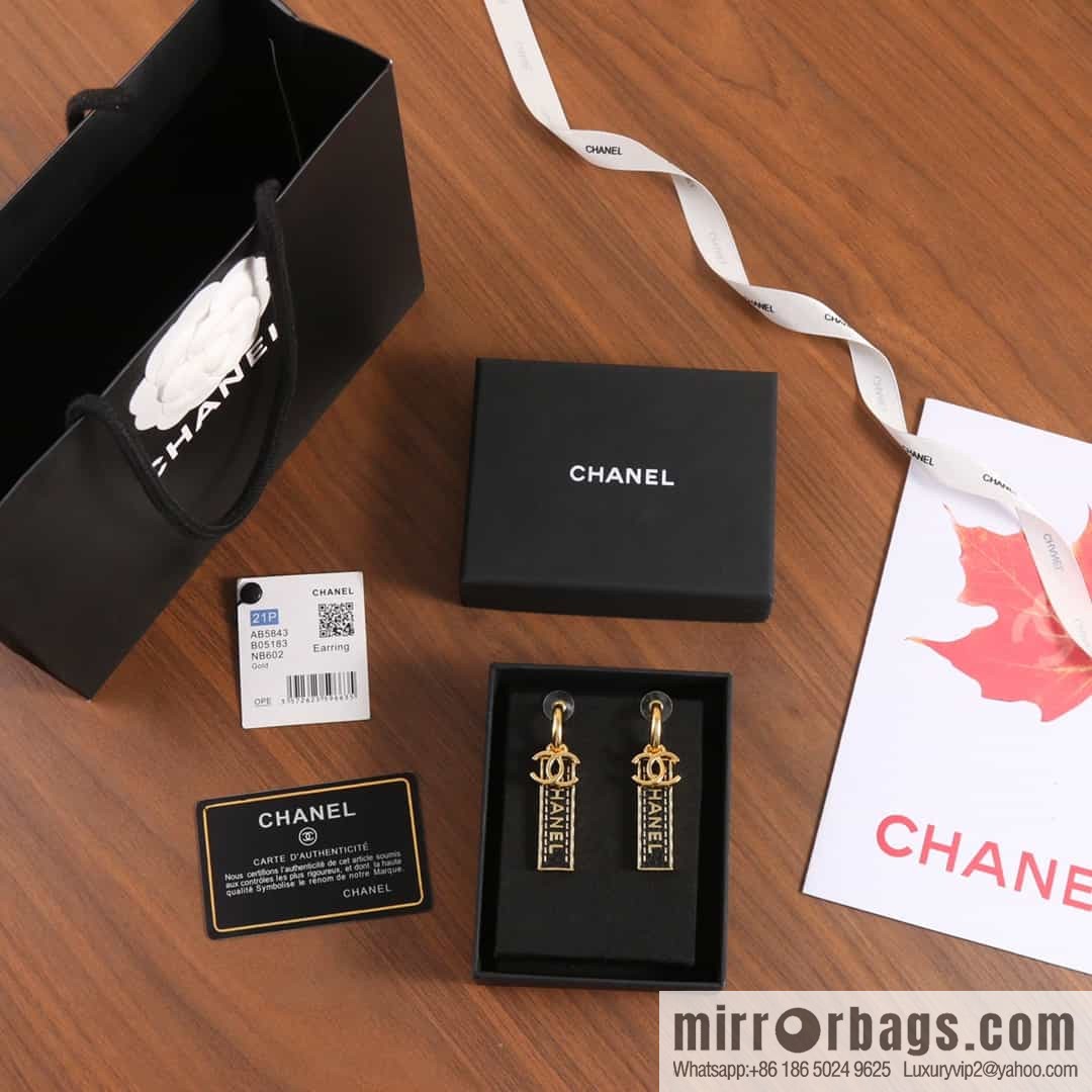 New ☑️ chanel c2 double c black strip leather earrings