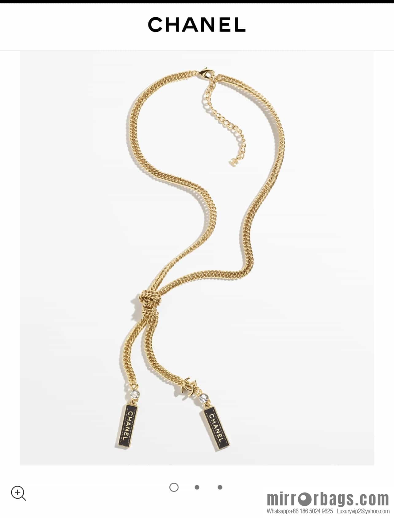 New ☑️ Chanel double c black strip leather necklace sweater chain