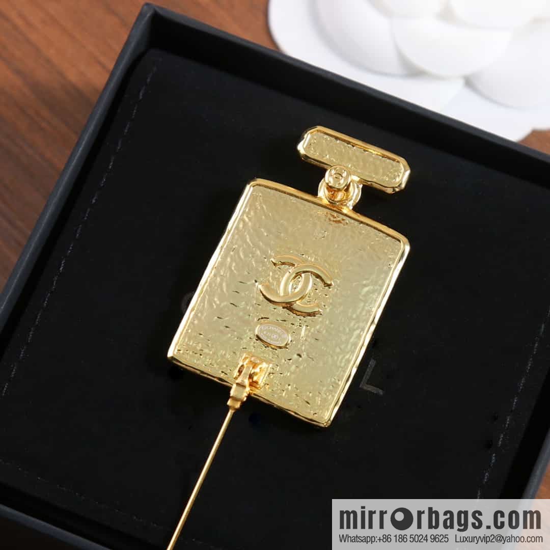 New ☑️ Chanel Double C Black Leather Perfume Bottle Brooch