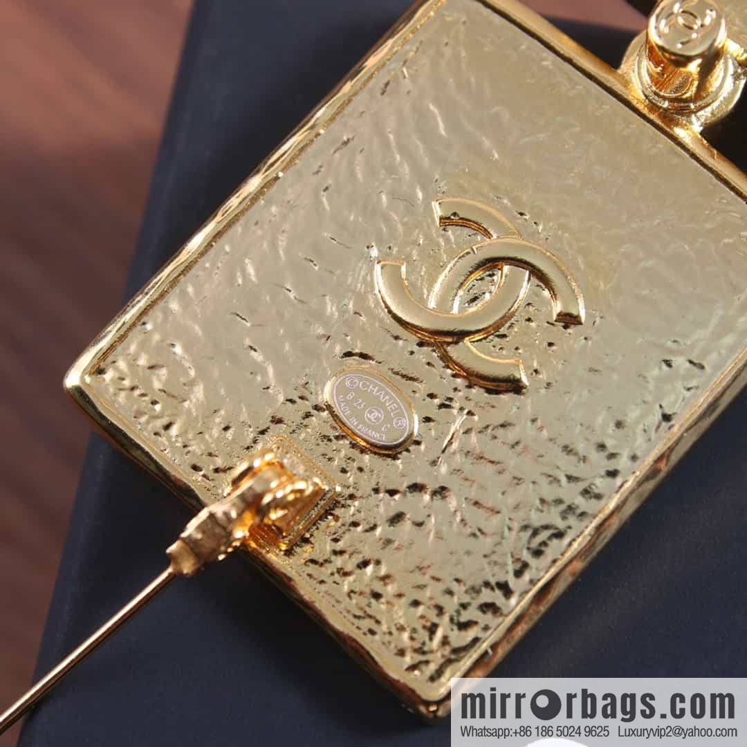 New ☑️ Chanel Double C Black Leather Perfume Bottle Brooch
