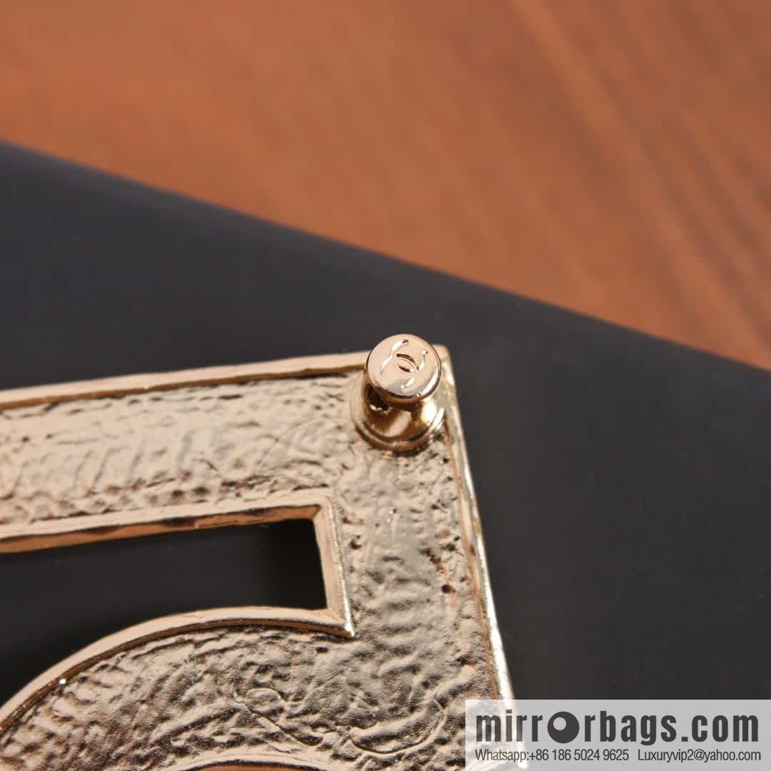 New ☑️ Chanel Double C No. 5 5 Character Black Leather Brooch