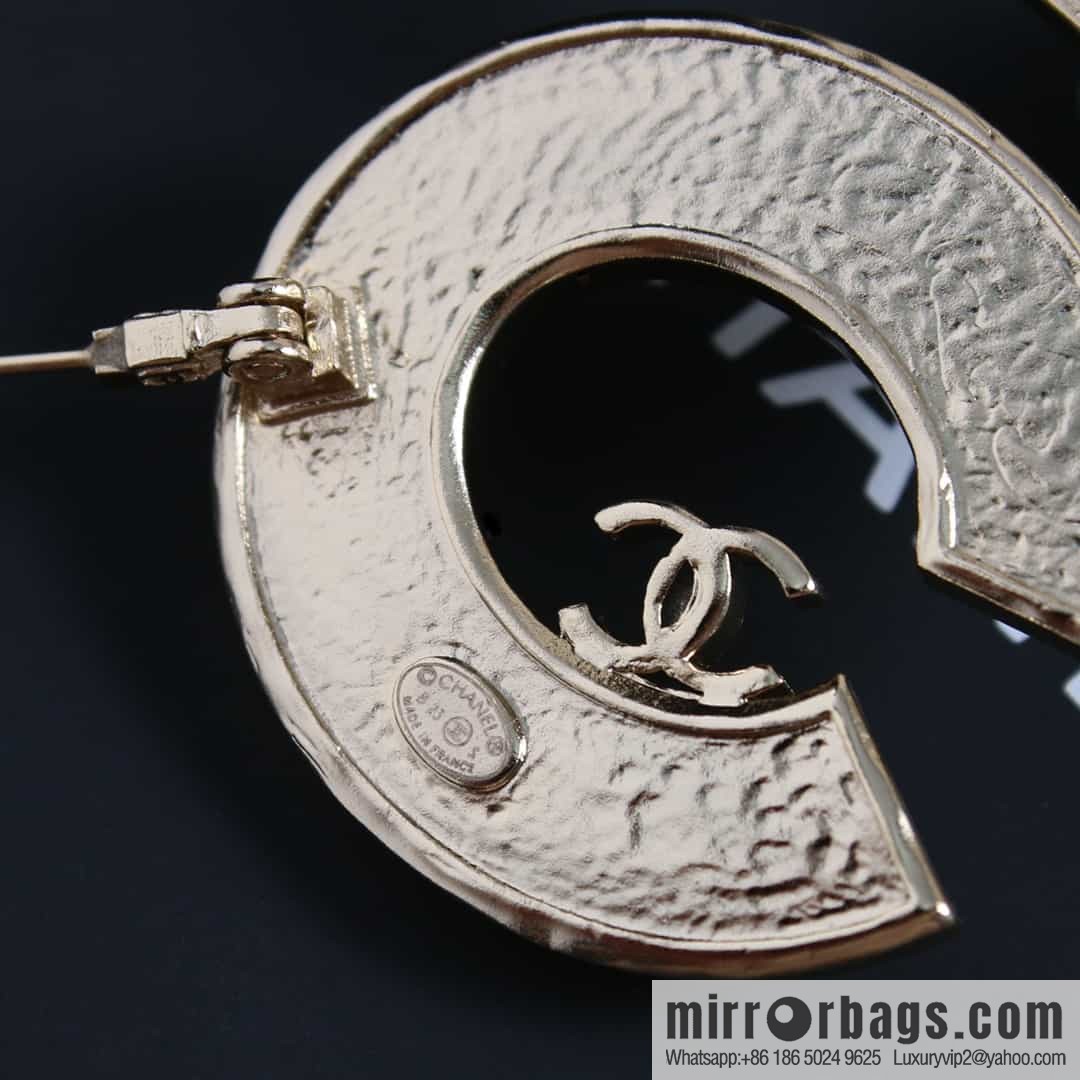 New ☑️ Chanel Double C No. 5 5 Character Black Leather Brooch