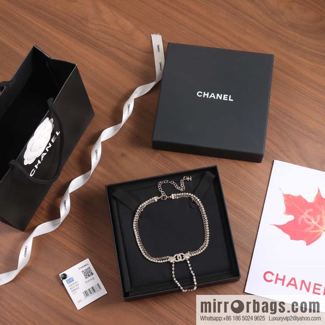 New ☑️ Chanel Double C Full Diamond Tassel Necklace Necklace