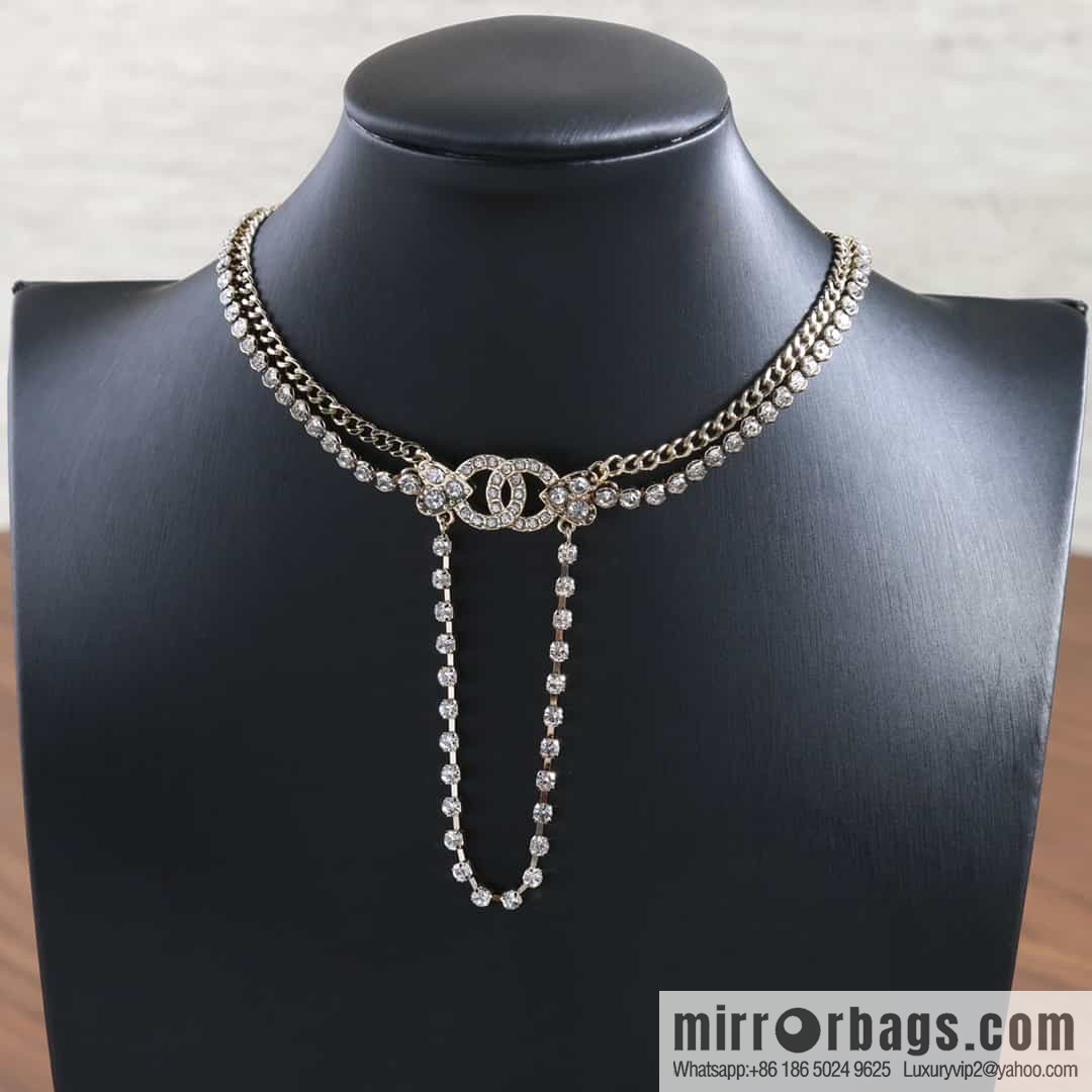 New ☑️ Chanel Double C Full Diamond Tassel Necklace Necklace