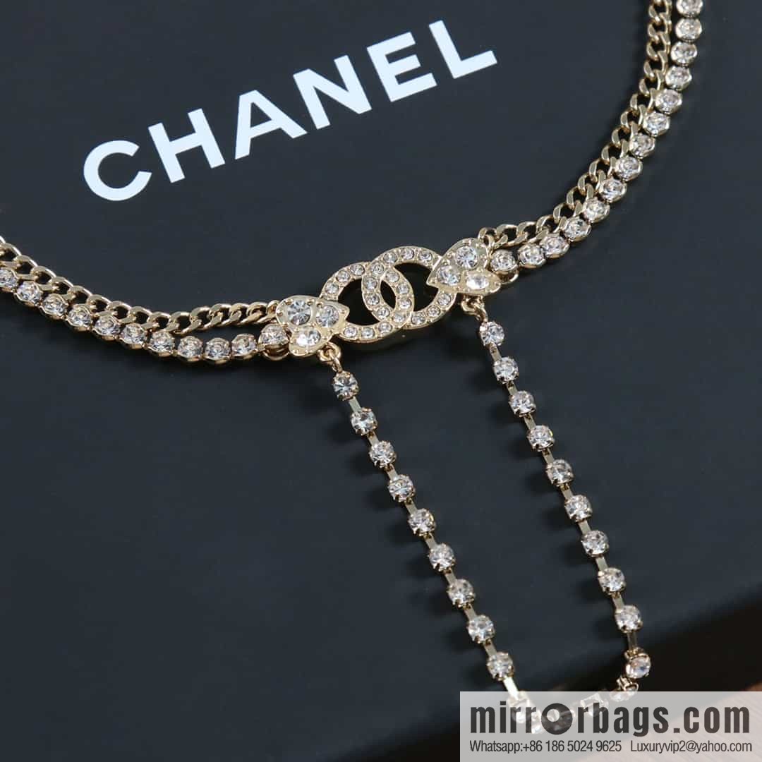 New ☑️ Chanel Double C Full Diamond Tassel Necklace Necklace