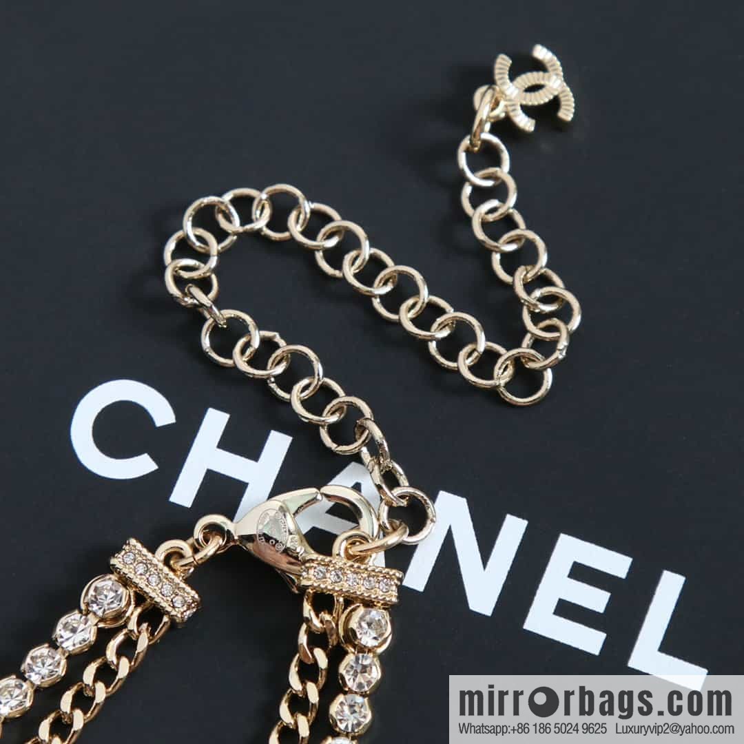 New ☑️ Chanel Double C Full Diamond Tassel Necklace Necklace