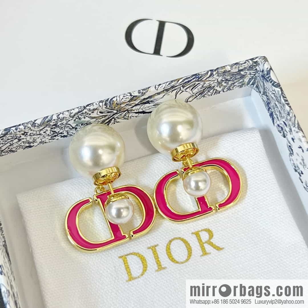 New ☑️ DIOR size pearl CD stud earrings