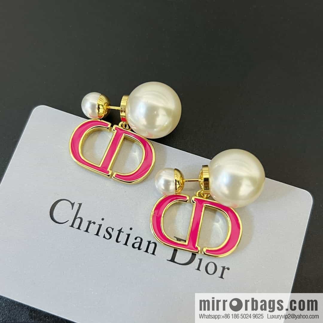 New ☑️ DIOR size pearl CD stud earrings