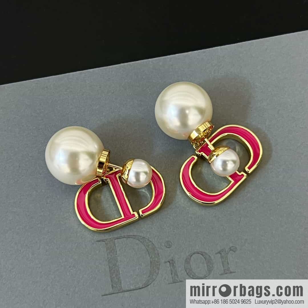 New ☑️ DIOR size pearl CD stud earrings