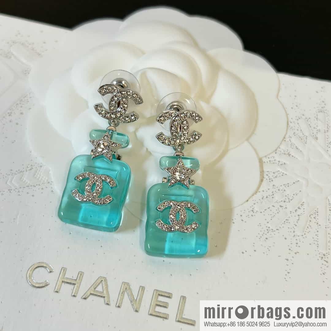 New ☑️ chanel c2 double c blue perfume bottle earrings