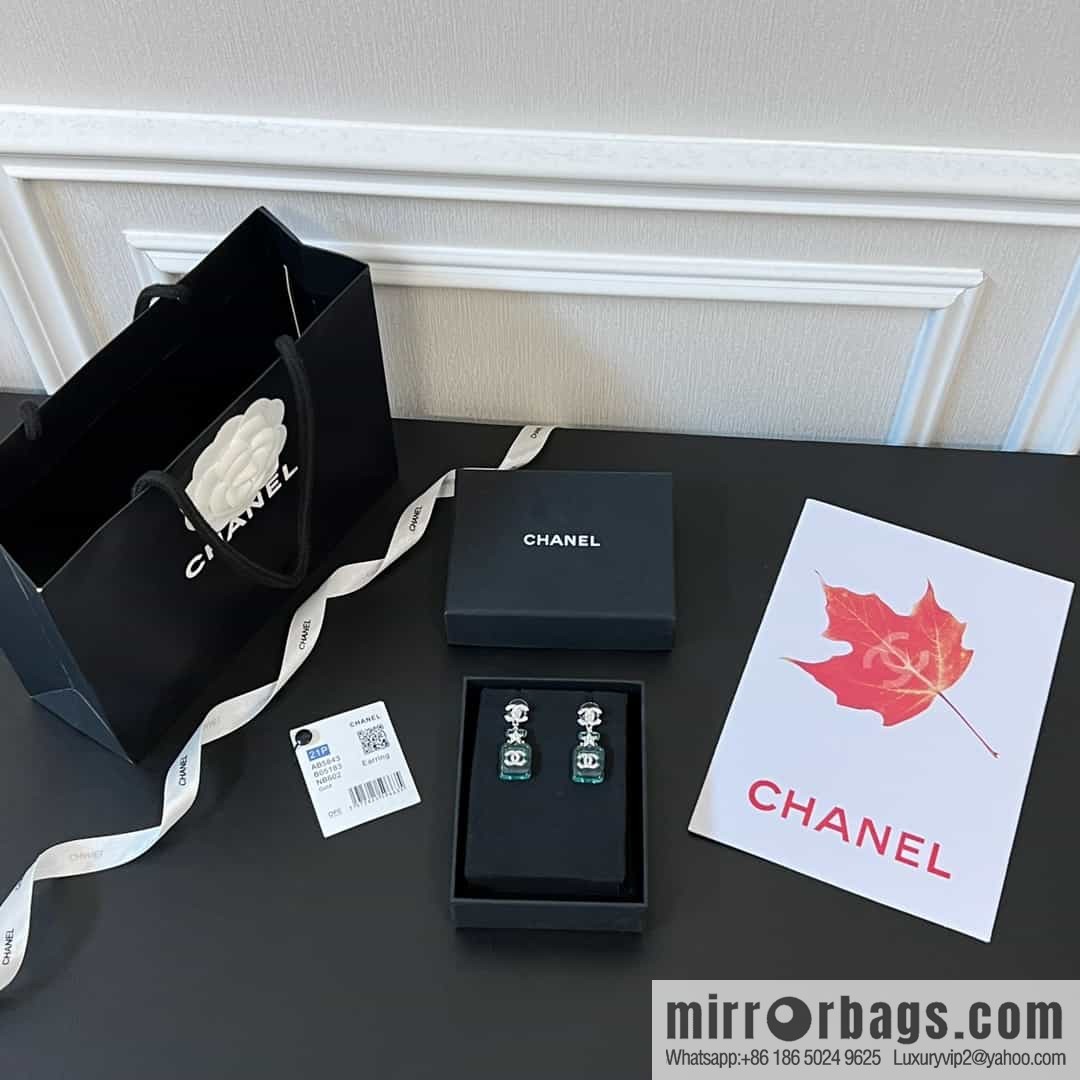 New ☑️ chanel c2 double c blue perfume bottle earrings