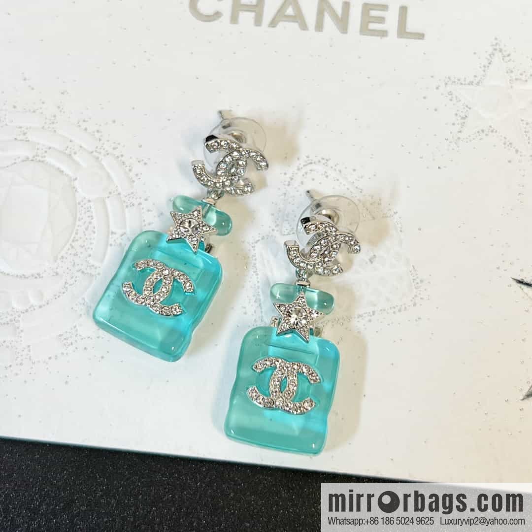 New ☑️ chanel c2 double c blue perfume bottle earrings