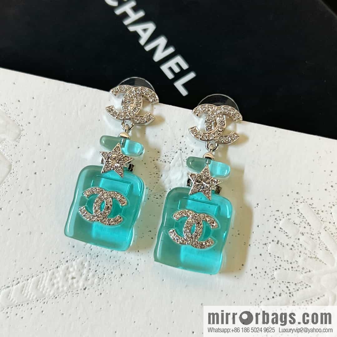 New ☑️ chanel c2 double c blue perfume bottle earrings